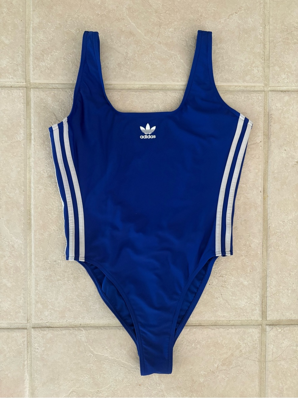 NWOT Adidas Women’s 3-Stripe Logo Blue One Piece Tank Swimsuit - Size 8